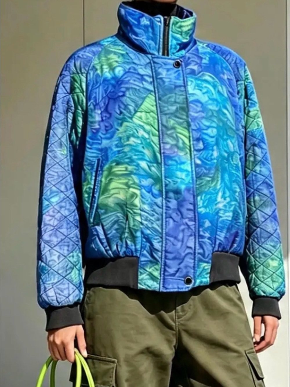 Silk Vintage Bomber Jacket Size Large EUROPE ELLEN’S DESIGNS 100% Silk Hand Dyed